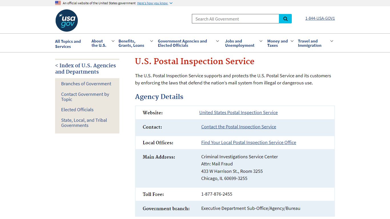 U.S. Postal Inspection Service | USAGov